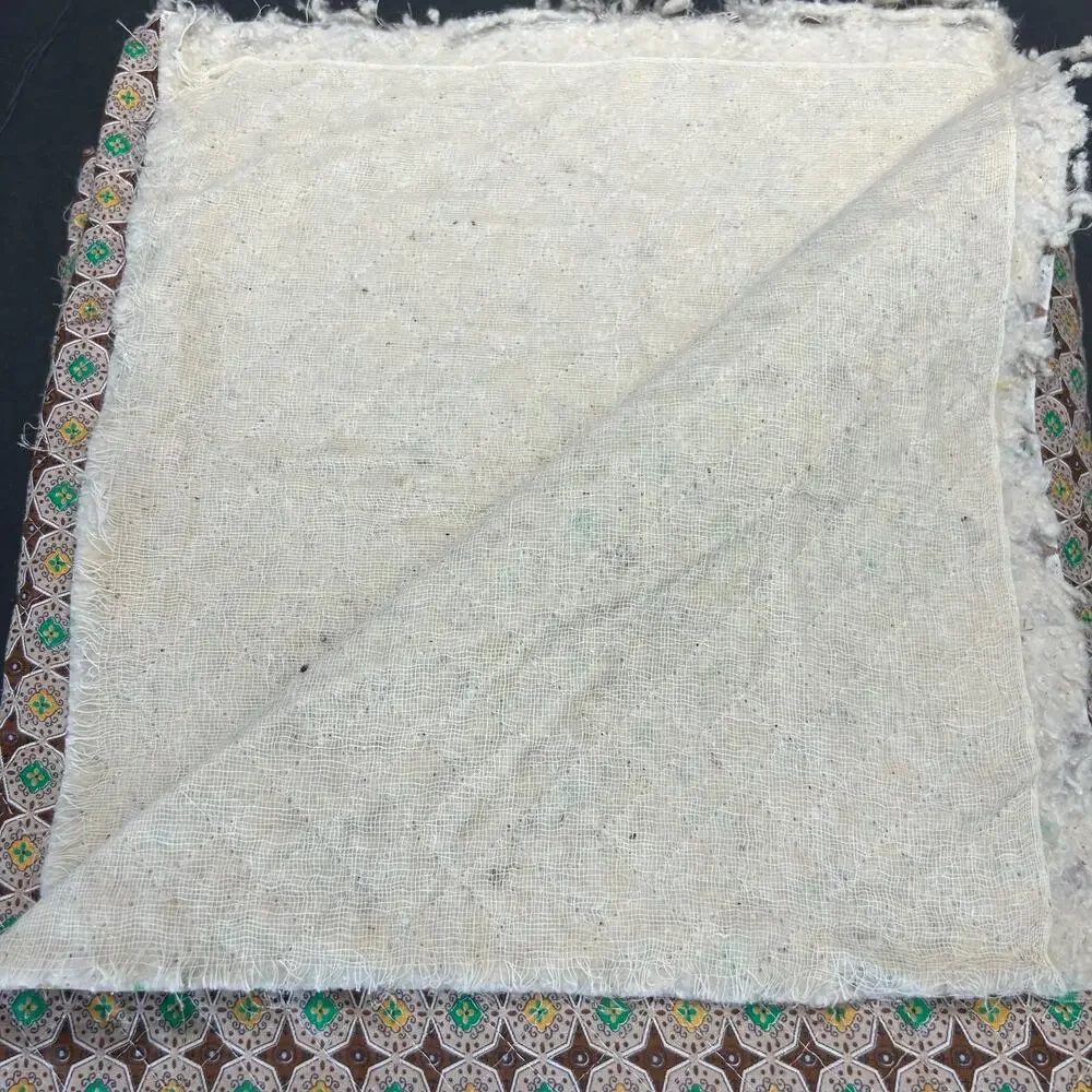 Vintage Pre Quilted‎ Brown Green Yellow Fabric 38
